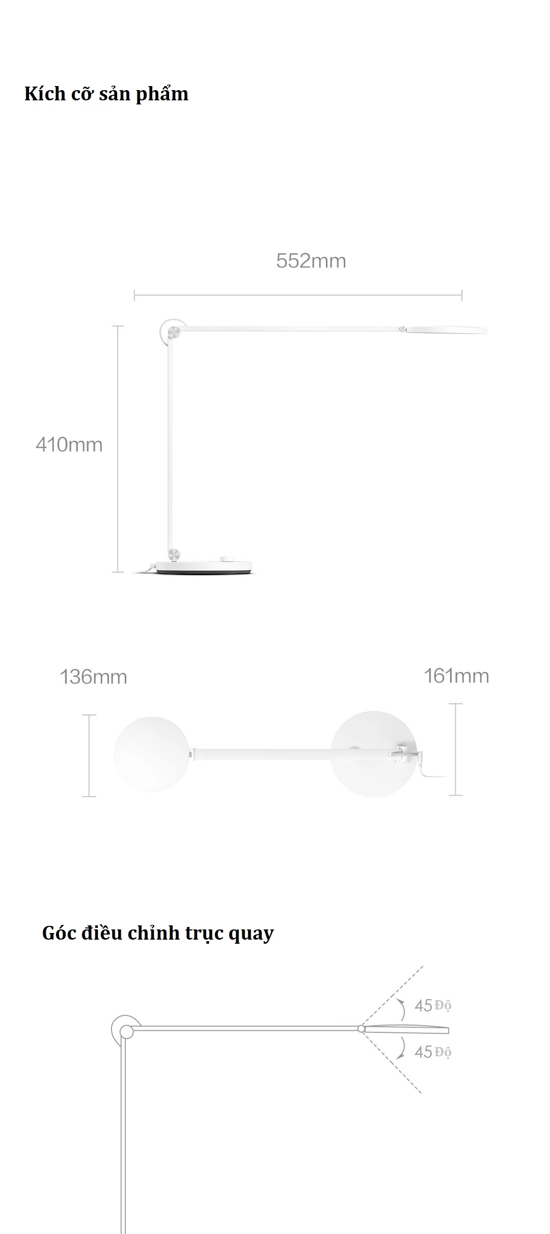 Đèn bàn Xiaomi Pro MJTD02YL màu trắng, kết nối mi home, 700lm